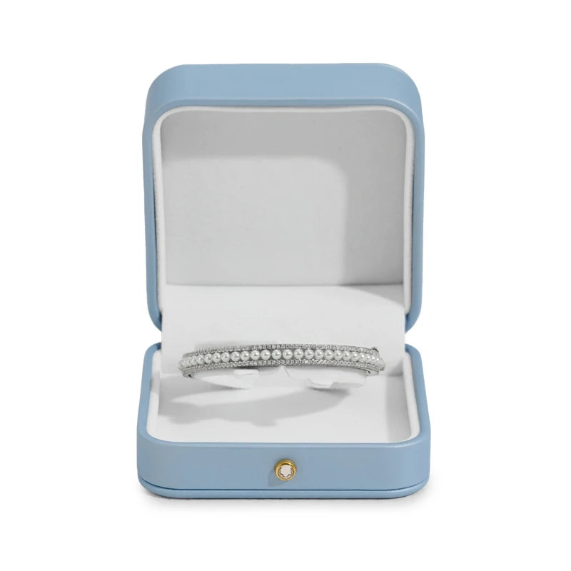 Oirlv Blue Jewelry Box Gift Boxes PU Leather Jewelry Boxes Wholesale Blue Wedding Ring Earring Bracelet Necklace Jewelry Box Set
