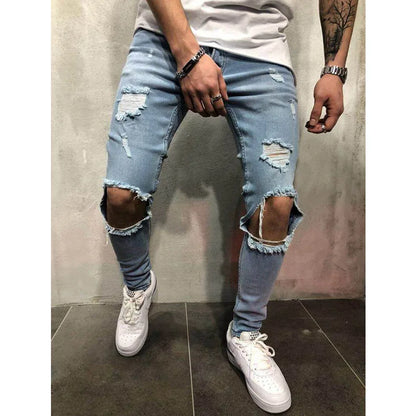 Mens Pant High-waisted Ripped Jeans Slim-fit Skinny Jeans Men Denim Pants Men's Autumn Stretch Trousers Long Jeans Pencil Pants