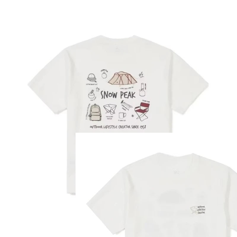 Men's Outdoor Cotton T-Shirt Dynamic Encryption Print Streetwear Top Black Crew Neck Summer Graphic Tee