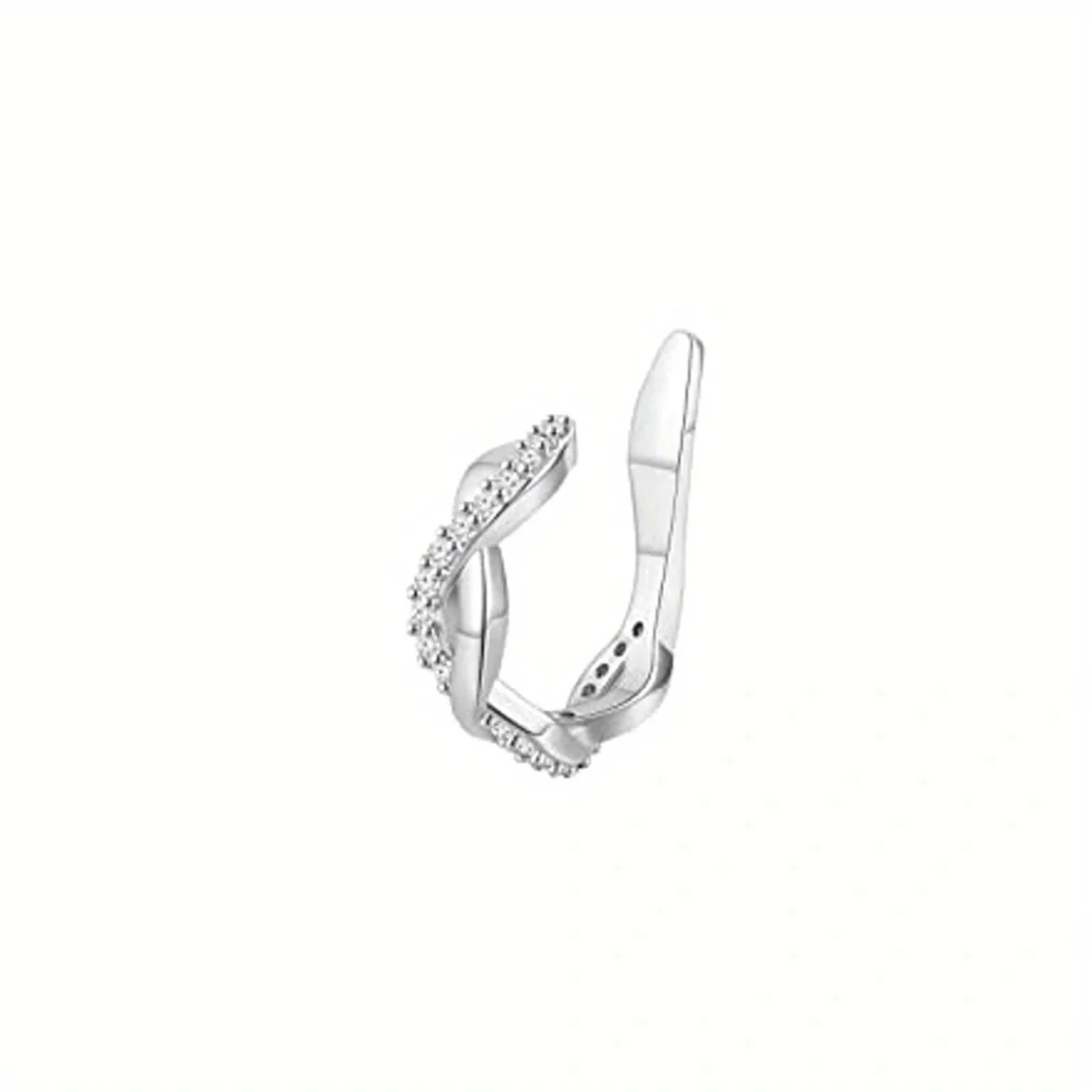 1Pc Hypoallergenic Huggie Earring Cuff for Women Men, Sparkling Cubic Zerconia Fake Carilage Clip On Ear No Piercing Jewelry
