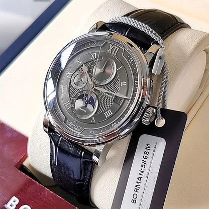 BORMAN BM3868  New 40mm  Luxury Men Automatic Mechanical Men's Watches Sapphire Multi-function Waterproof Moon Phase Clocks