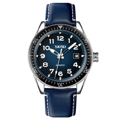 SKMEI 9232 Luxury Simple Sport Waterproof Men Business Mens Quartz Watches Leather Dial Wristwatches Calendar Clock Reloj Hombre