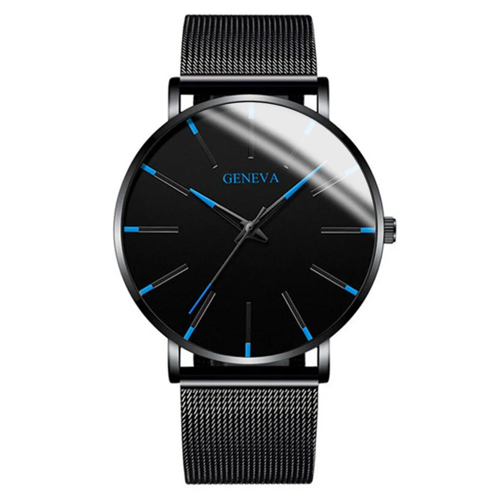 Fashion Ultra-thin Men Business Watches Steel Mesh Band Male's Quartz Watch Relogio Masculino