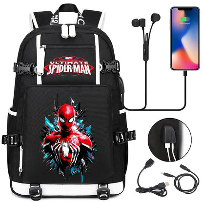 Superhero Spiderman School Backpack Travel Bags Large Waterproof Multifunction USB Charging Backpacks Travel Sport Duffel Bag