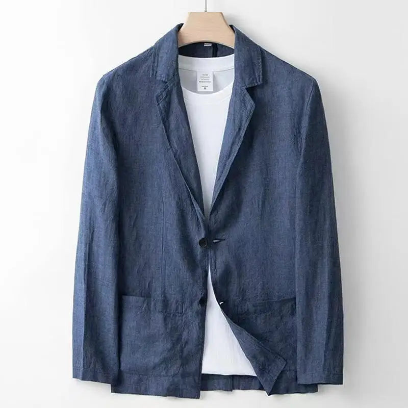 Spring Summer Men Suit Fashion Men Cotton Linen Two-piece Set Blazer Jacket + Pants Casual Business Thin Clothing Breathable