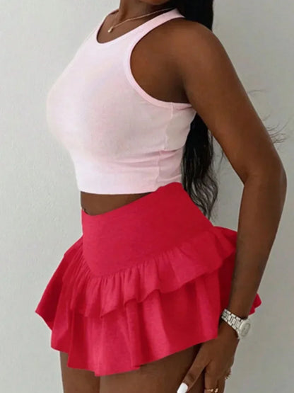 Ueteey Y2K Ruched Mini Skirts Women 2025 Spring New Trend Ruffles  Sweet Girl Casual Elegant Skinny Stretch Elegant Bottoms