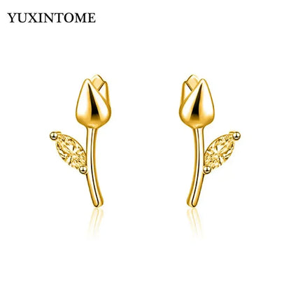 YUXINTOME Small 925 Sterling Silver Ear Needle C-Shaped Cartilage Piercing Stud Earrings For Women cartilage perforation Jewelry
