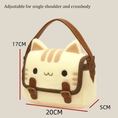 2025 Cute Plush Backpack Student Schoolbag Fashion Cartoon Furry Cat Bag Adorable Kitten Handbag for Woman Kids