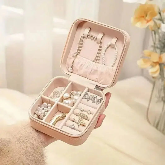 Portable Jewelry Box Jewelry Organizer Display Travel Jewelry Case Boxes Jewelry Leather Storage Zipper Jewelers Jewelry Box