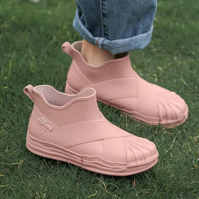 Gacimy Women's New Rain Shoes 2025 Fashion Outdoor Waterproof Garden Shoes Antiskid Rain Boots Cozy Soft Bottom Lady Short Boots