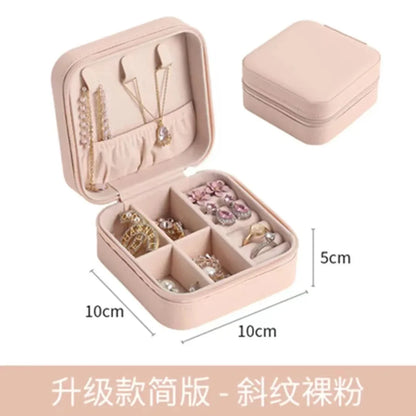 Portable Jewelry Box Jewelry Organizer Display Travel Jewelry Case Boxes Jewelry Leather Storage Zipper Jewelers Jewelry Box