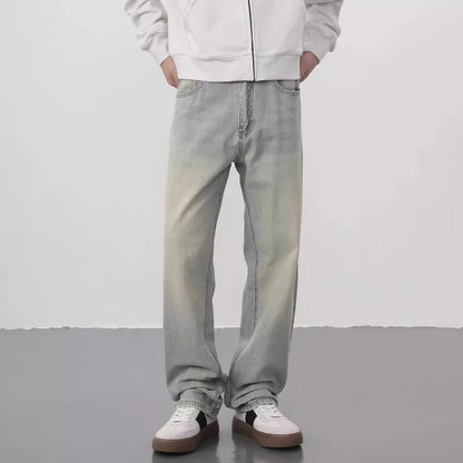 New Yellow Mud Jeans Washing Trendy Brand Pants High Street Retro Straight Loose Casual Trousers