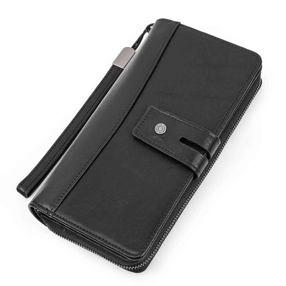 Men Clutch Wallets Casual Genuine Leather Long Wallet Zipper Coin Purse With Card Holder Large Capacity For Cell phones Engraved