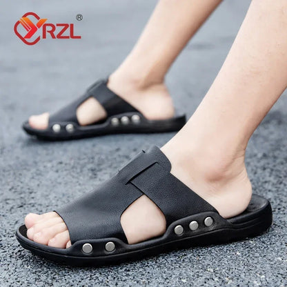 YRZL Men's Shoes Summer Slippers Mens Indoor Slides Casual Sandals Man Lightweight Breathable Beach Slippers for Men Sandals