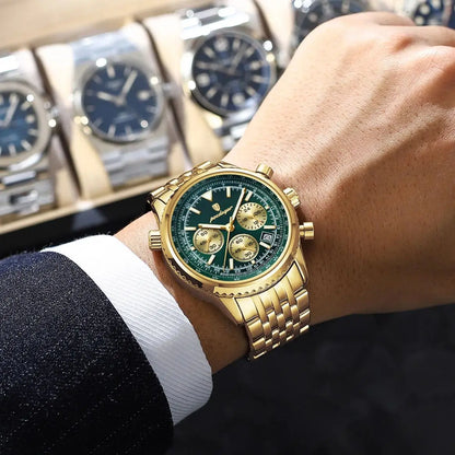 POEDAGAR Top Luxury Men's Watches Waterproof Luminous Chronograph Date Male Watch Stainless Steel Military Quartz Men Wristwatch