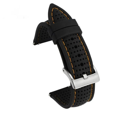 Universal Breathable Silicone Sports Band For 18mm 20mm 22mm 24mm Rubber Strap For T-issot O-mega Accessories Silver Buckle