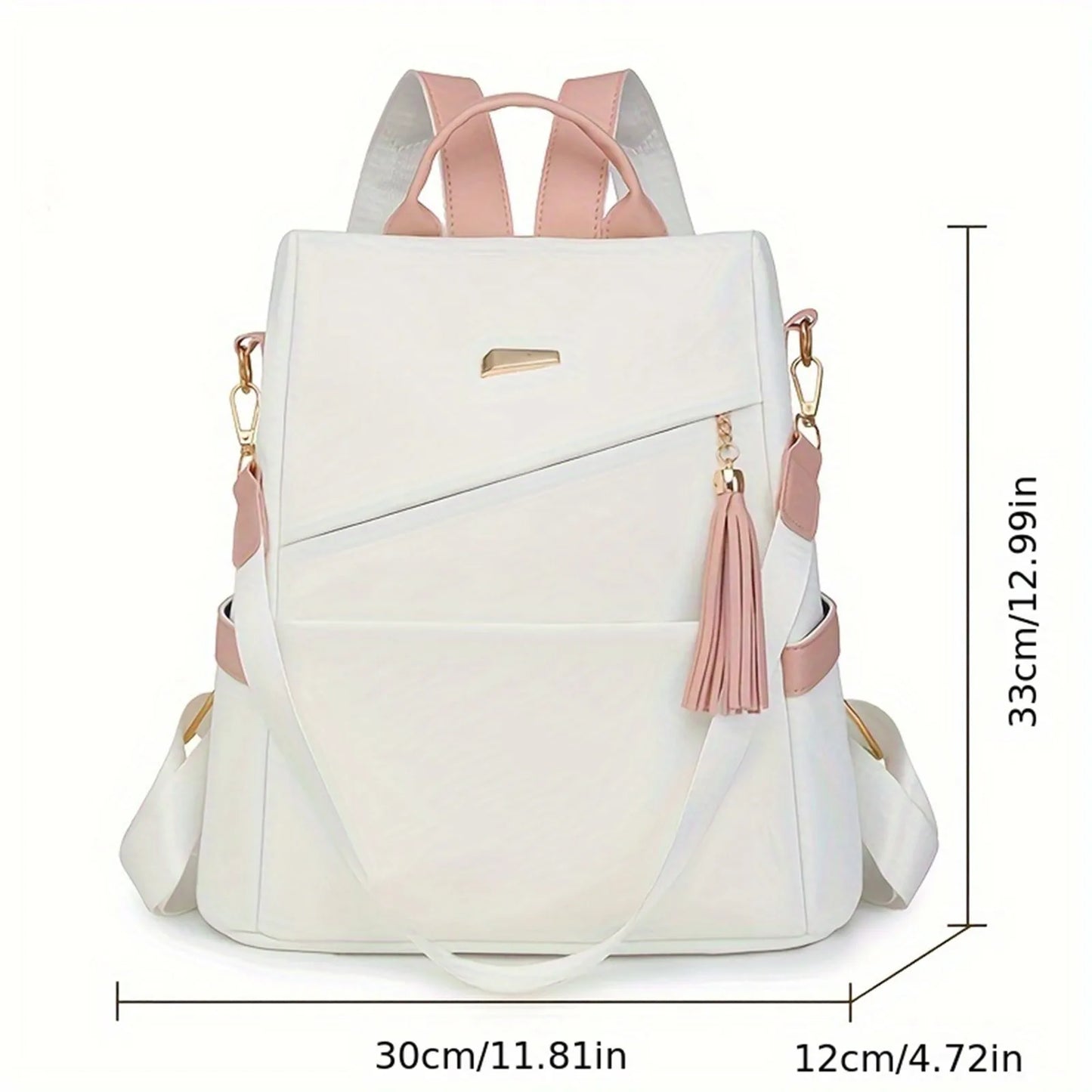 2025 Oxford Cloth Stitching Women'S Backpack Anti-Theft Back Zipper Girls Schoolbag Casual Travel Double Shoulder Backpack