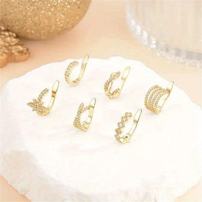 1Pc Hypoallergenic Huggie Earring Cuff for Women Men, Sparkling Cubic Zerconia Fake Carilage Clip On Ear No Piercing Jewelry