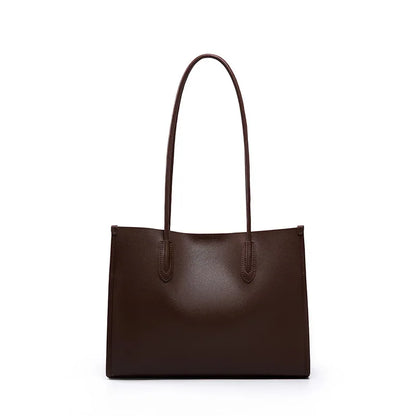Split Leather Lady Classic Tote Bag Large Capacity Female Commute Shopping Shoulder Bags Simple Solid Color Women Handbags New