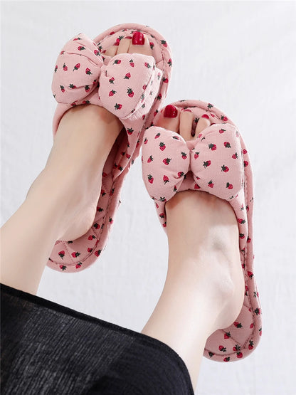 New Pure Cotton Indoor Home Slippers Anti-Slip Cloth Bot Silent for Wooden Floor Spring Summer Women's Slippers Home Comfort