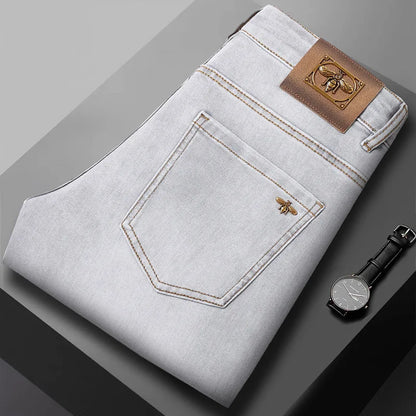 Light Blue Jeans Men's Spring Light Luxury Stretch Slim Fit Versatile High-End and Fashionable Simple Casual Trousers
