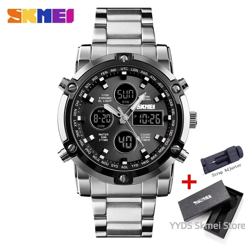 SKMEI 1389 Fashion Luxury Business Mens Watch Waterproof Sport Digital Men's Wristwatch Bracelet Clock Reloj Relogio Masculino