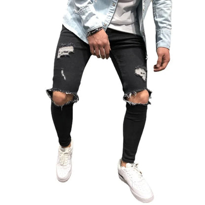 Mens Pant High-waisted Ripped Jeans Slim-fit Skinny Jeans Men Denim Pants Men's Autumn Stretch Trousers Long Jeans Pencil Pants