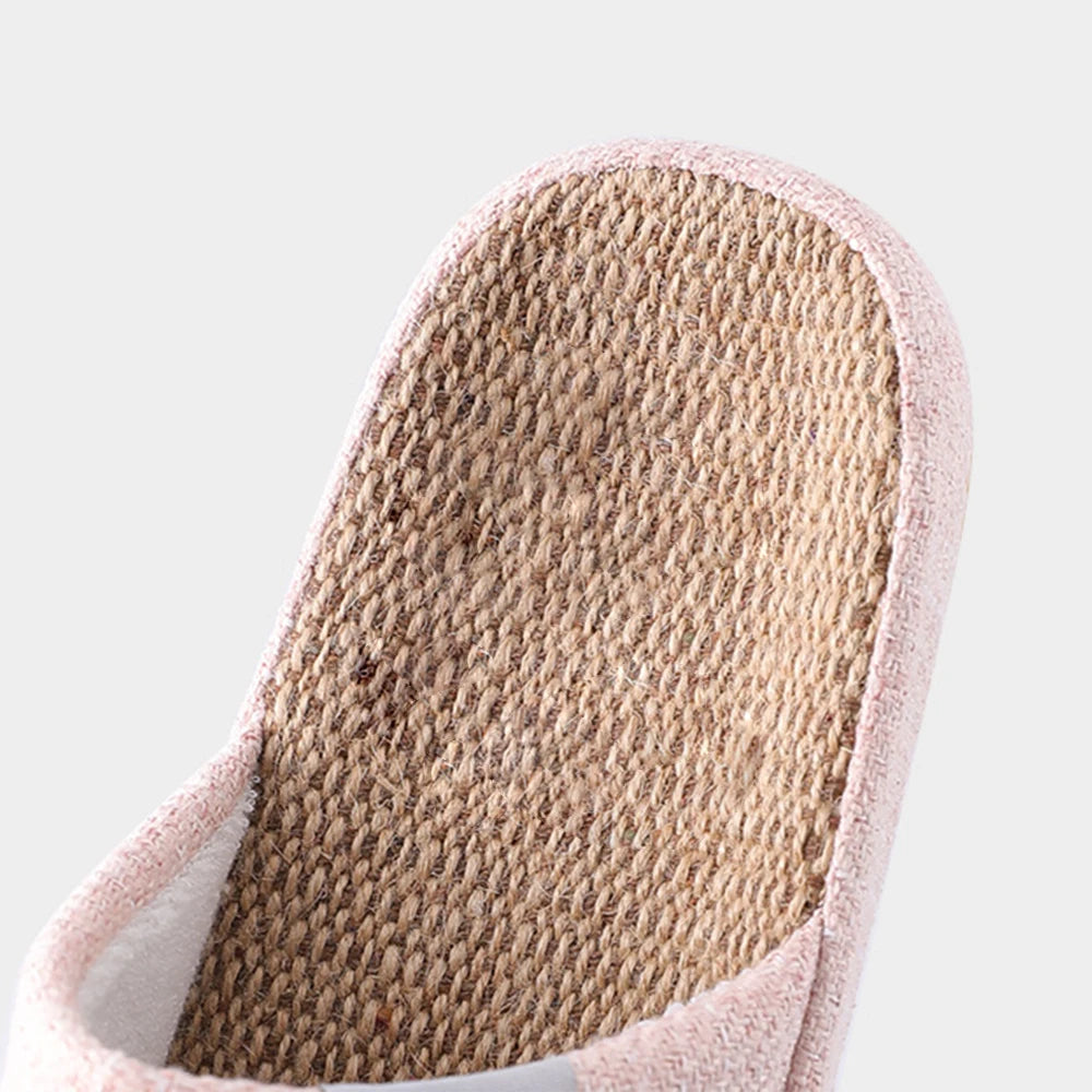BASATU Men's Linen Slippers Breathable Open-Toe Non-Slip House Shoes Home Slippers Soft Sole Silent Shoes Cotton Linen Slippers