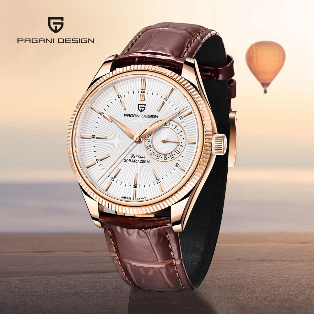 2025 New PAGANI DESIGN Mens Quartz Watches Gold Top Luxury Watch For Man Sapphire Mirror Waterproof Wristwatch Men Leather Clock