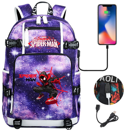 Superhero Spiderman School Backpack Travel Bags Large Waterproof Multifunction USB Charging Backpacks Travel Sport Duffel Bag