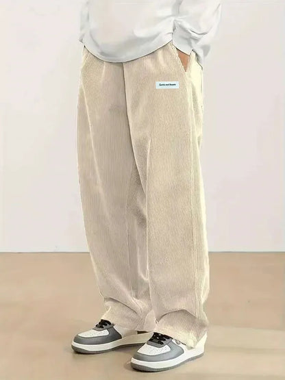 Men's corduroy loose European size hanging multi-functional casual straight leg pants, suitable for daily travel