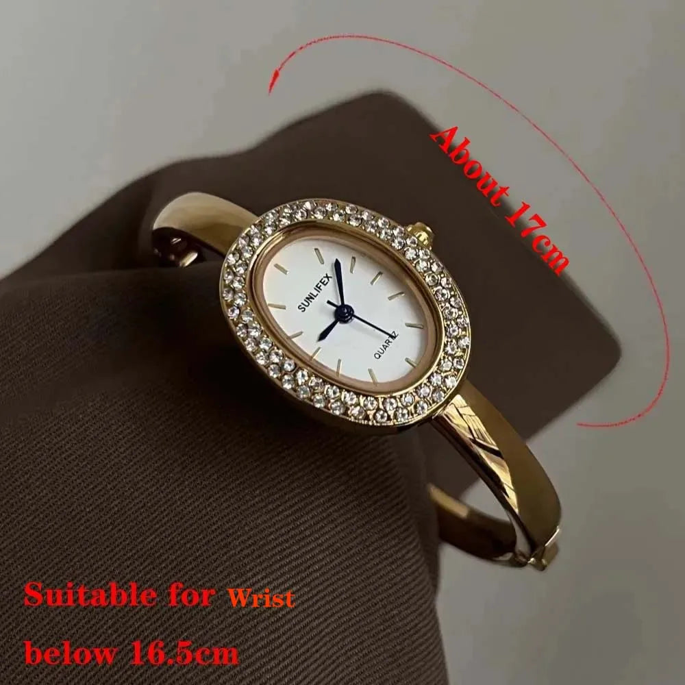 Famous Brand Women Watch Diamond Encrusted Oval Dial Quartz Wristwatch Luxury Gift Bracelet Watch Dropshipping Clock Reloj Mujer