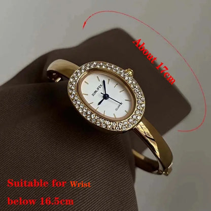 Famous Brand Women Watch Diamond Encrusted Oval Dial Quartz Wristwatch Luxury Gift Bracelet Watch Dropshipping Clock Reloj Mujer