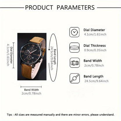 Men Watch 5pcs/sets, Fashion Men Casual Quartz Watches Analog Alloys Strap & PU Leather Combination Matching Wristwatch Sets.