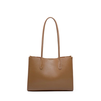 Split Leather Lady Classic Tote Bag Large Capacity Female Commute Shopping Shoulder Bags Simple Solid Color Women Handbags New