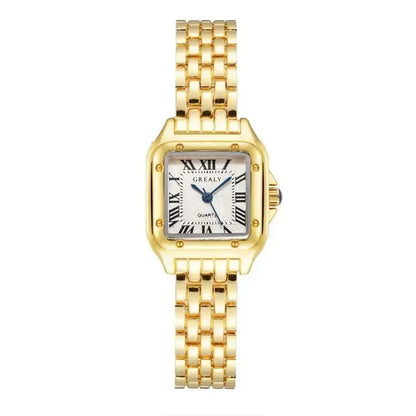 MAYZHISU Women's Fashion Quartz Watches Gold Alloy Strap Luxury Ladies Quartz Wristwatches Qualities Female Roman Scale Clock