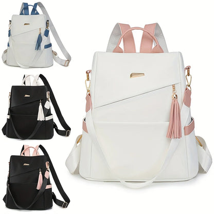 2025 Oxford Cloth Stitching Women'S Backpack Anti-Theft Back Zipper Girls Schoolbag Casual Travel Double Shoulder Backpack