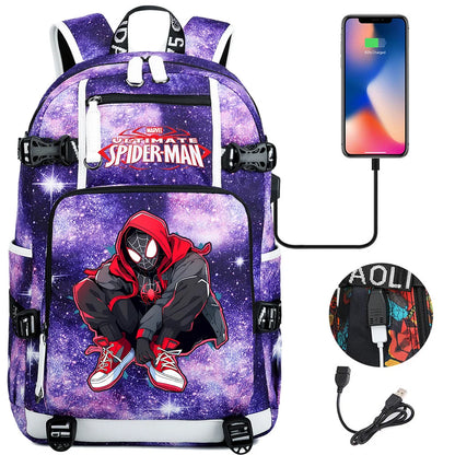 Superhero Spiderman School Backpack Travel Bags Large Waterproof Multifunction USB Charging Backpacks Travel Sport Duffel Bag