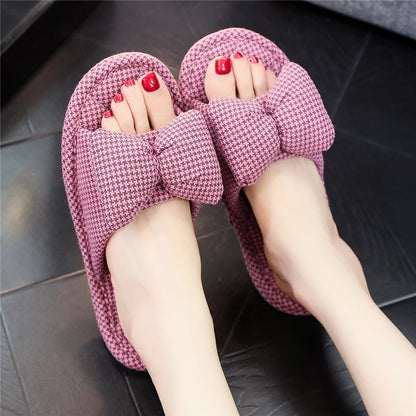 New Pure Cotton Indoor Home Slippers Anti-Slip Cloth Bot Silent for Wooden Floor Spring Summer Women's Slippers Home Comfort