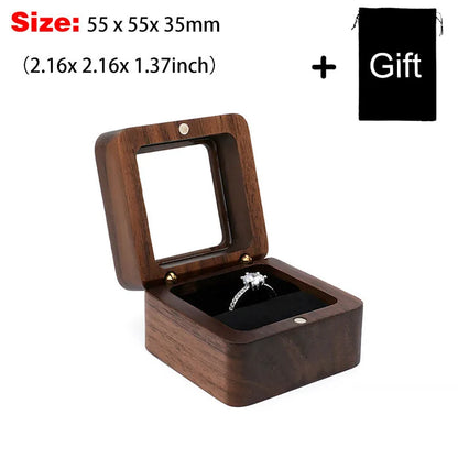 Square Double Ring Box Free Custom Engraved Wooden Ring Box for Wedding Ceremony Proposal or Engagement Ring Box Anniversar Gift
