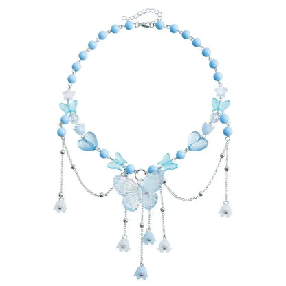 Exquisite Butterfly Pendant Necklace for Women Charm Fashion Y2K Accessories Wedding Party Jewelry Gift Long Layered Necklace