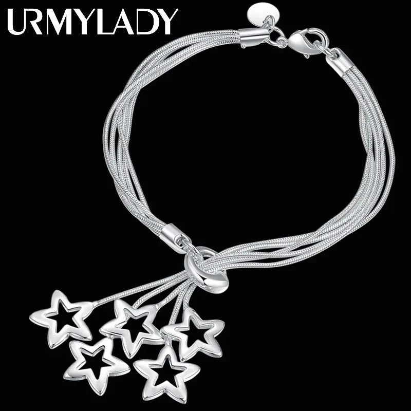 wholesale 925 Sterling Silver star cute chain women lady noble nice bracelet fashion charm jewelry wedding party