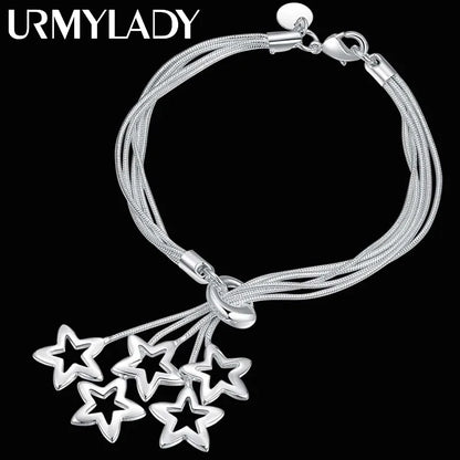 wholesale 925 Sterling Silver star cute chain women lady noble nice bracelet fashion charm jewelry wedding party