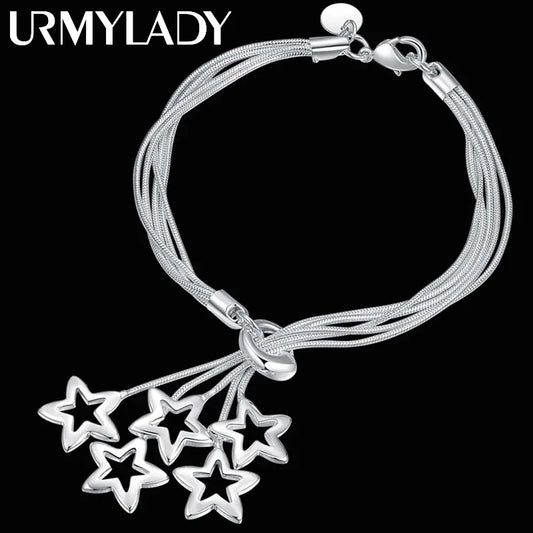 wholesale 925 Sterling Silver star cute chain women lady noble nice bracelet fashion charm jewelry wedding party