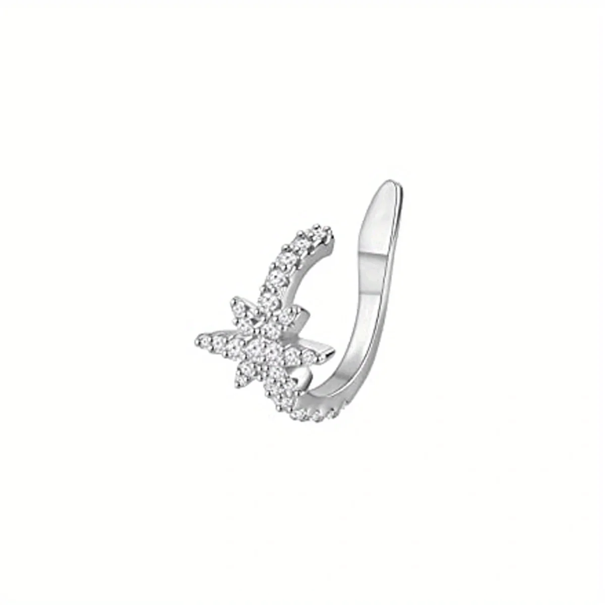 1Pc Hypoallergenic Huggie Earring Cuff for Women Men, Sparkling Cubic Zerconia Fake Carilage Clip On Ear No Piercing Jewelry