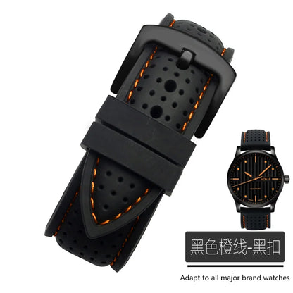 For Mido Watch with Silicone Soft Waterproof Commander Series Helmsman Series Orange Rudder Beren Saili Series Men's 20 22 24mm
