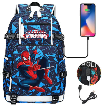Superhero Spiderman School Backpack Travel Bags Large Waterproof Multifunction USB Charging Backpacks Travel Sport Duffel Bag