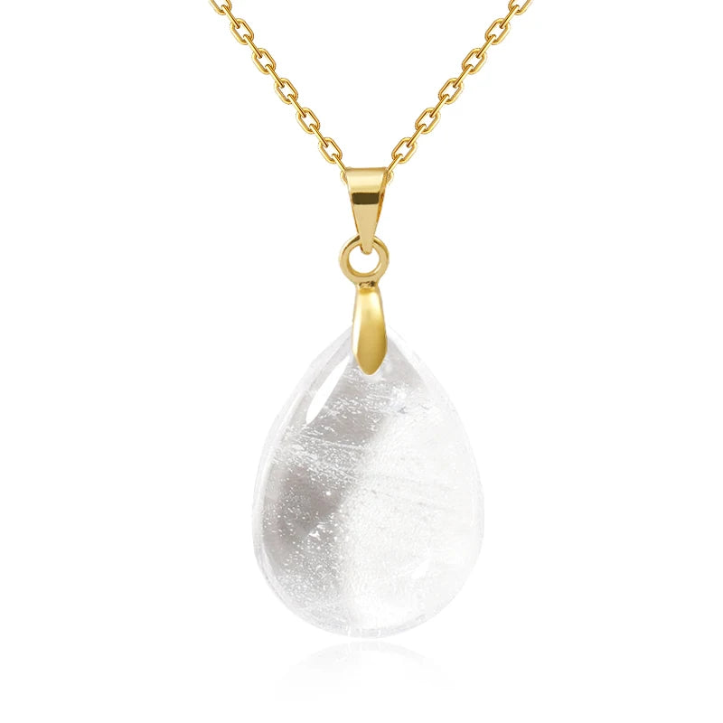 Natural Stone Crystal Pendant Teardrop Fashion Necklace For Diy Necklace Earrings Making Jewelry Christmas Friendship Gift