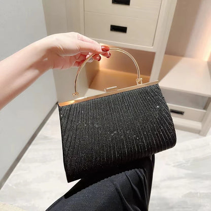 Female Fashionable Evening Handbag Metal Handle Day Clutch Purse Women Chains Wedding Party Chains Bags