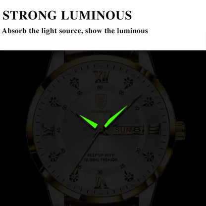 POEDAGAR Luxury Business Man Wristwatch Waterproof Luminous Leather Men's Quartz Watch High Quality Fashion Watches For Men Gift